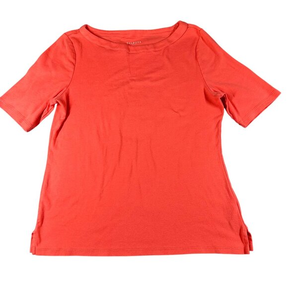 Talbots Factory Medium Coral Boat Neck Half Sleeve Pullover T-shirt Tee - Picture 1 of 8